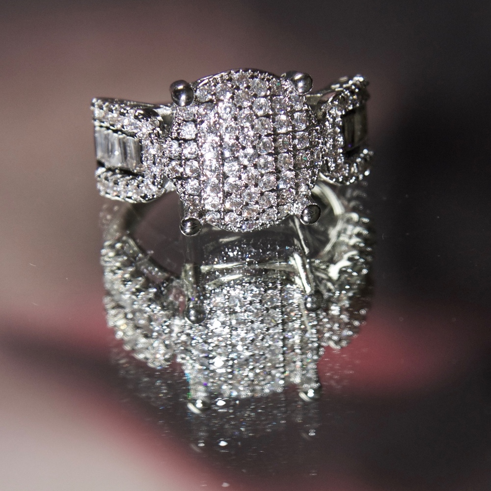 14k dipped Pave & baguette cocktail Ring